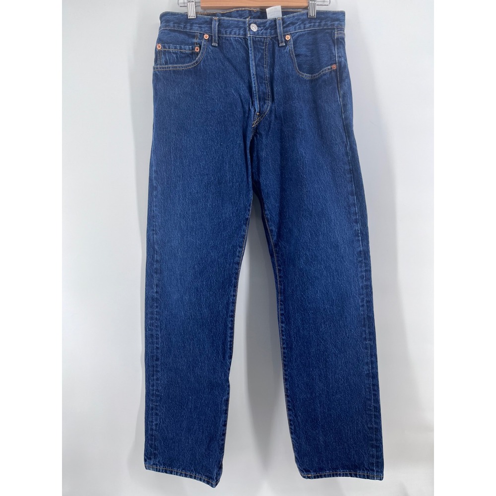Levis 501 Original Jeans Dark Wash Blue Straight Leg Denim W34 L34 Work Casual